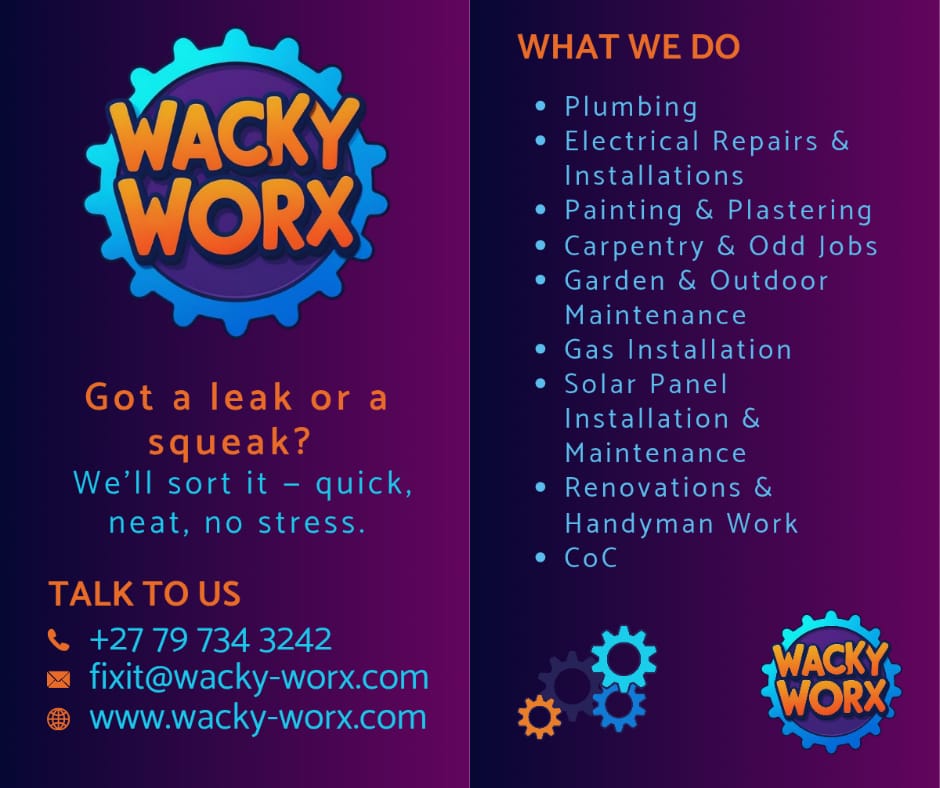 Advert from Wacky Worx, a handyman in Cape Town.